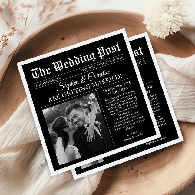 Magazine Editorial Newspaper Wedding Photo Napkin (Creator Uploaded)