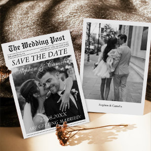 Magazine Editorial Newspaper Wedding Save the Date Invitation