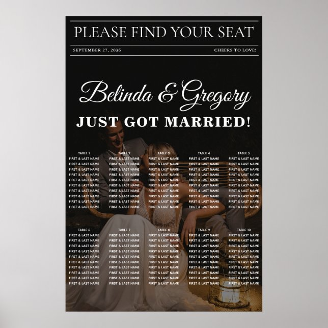 Magazine Editorial  Photos Wedding Seating Chart (Front)
