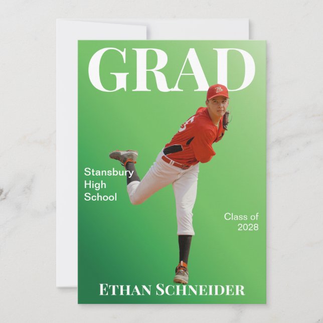 Magazine Graduation Green and White Announcement (Front)