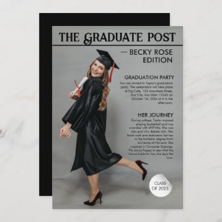 Magazine newspaper graduation invitations announce