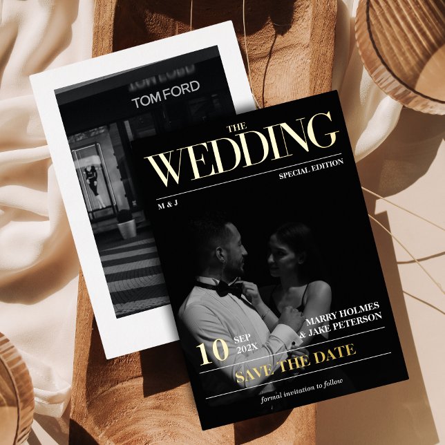 Magazine Newspaper Wedding Photo Save the Date (Creator Uploaded)