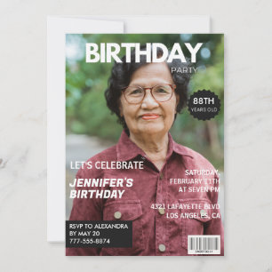 Magazine Photo 88th birthday invitations for her 