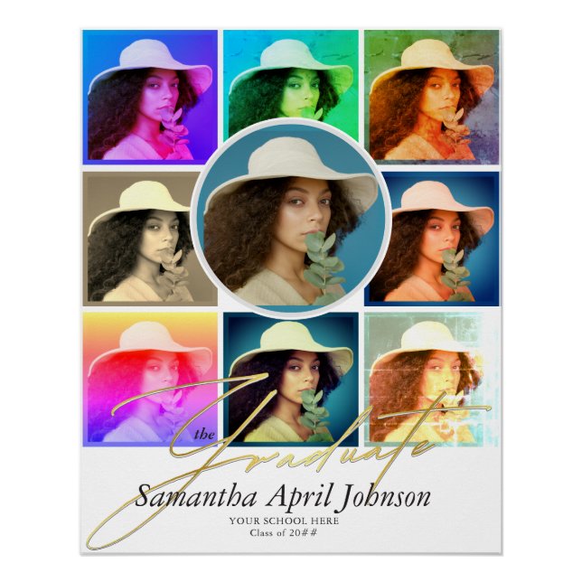 Magazine Pop Art Retro Diptych Graduation Photo  Poster (Front)