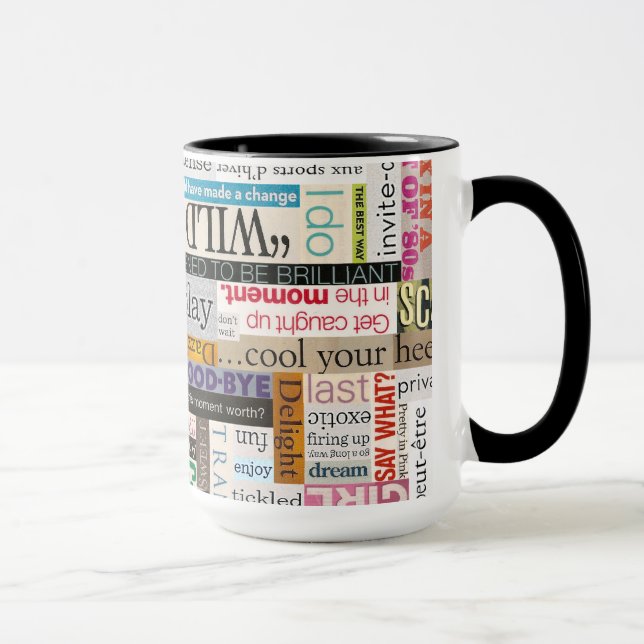 Magazine Print Phrase Typography Coffee Mug (Right)