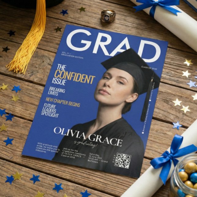 Magazine Style Modern Photo Graduation Invitation (Creator Uploaded)
