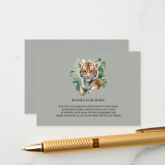 Magazine Style Wild Safari cute Tiger baby shower  Enclosure Card (Front/Back In Situ)