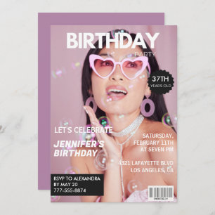 Magazine Stylish Photo 37th birthday invitations