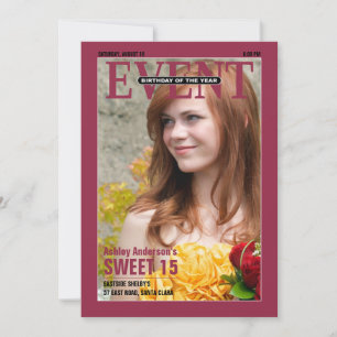 Magazine Sweet 15 Birthday Invitation   Photo