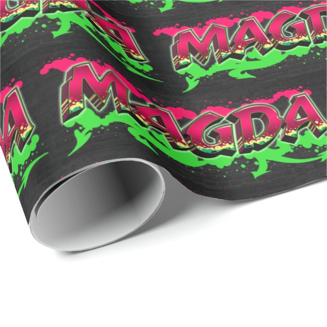 Magda First Name Name Graffiti red green Wrapping Paper (Roll Corner)