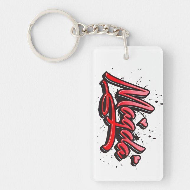 Magda Heart Splash Graffiti Key Key Ring (Front)