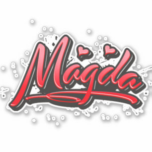 Magda red Heart Graffiti Aufkleber Sticker