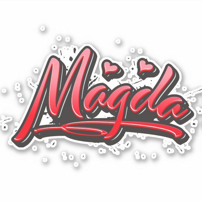 Magda red Heart Graffiti Sticker (Front)