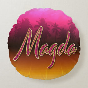 Magda Vorname Name golden pink Kissen Round Cushion