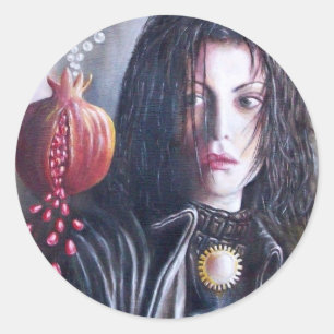 MAGDALEN AND POMEGRANATE Black White Red Classic Round Sticker
