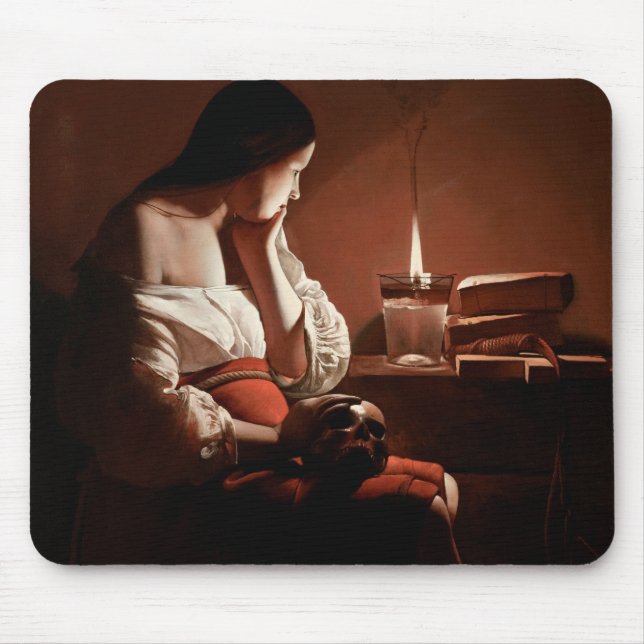 Magdalene with the Smoking Flame, La Tour Mouse Pad (Front)