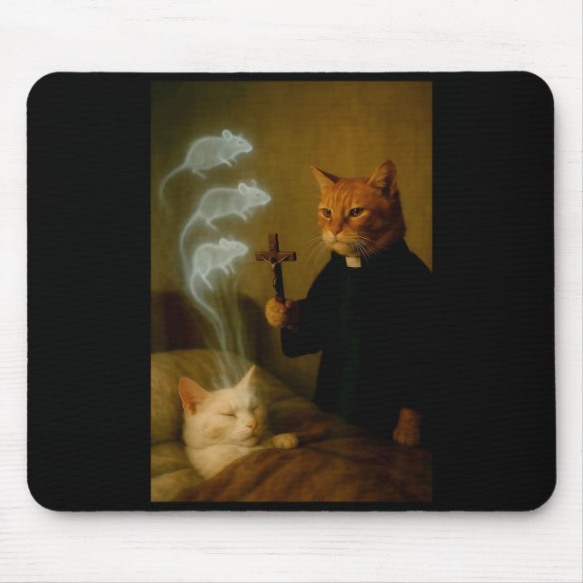 Mage Cat Meme Cat Exorcism Mouse Funny Fantasy Hum Pad (Front)