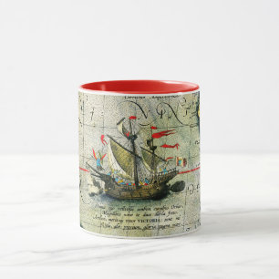 Magellans ship Victoria, Antique Map Pacific Ocean Mug