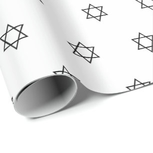 Magen David black and white pattern Hanukkah  Wrapping Paper