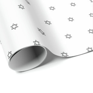 Magen David black & white pattern Bat Bar Mitzvah Wrapping Paper