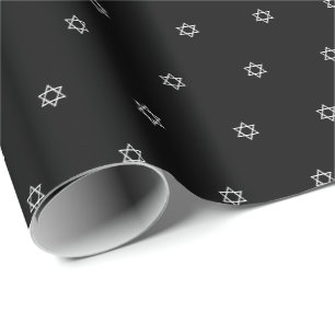 Magen David black & white pattern Bat Bar Mitzvah Wrapping Paper