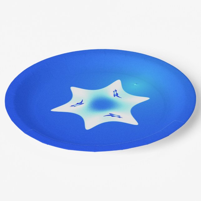 Magen Lavan (White Star) Paper Plate (Angled)