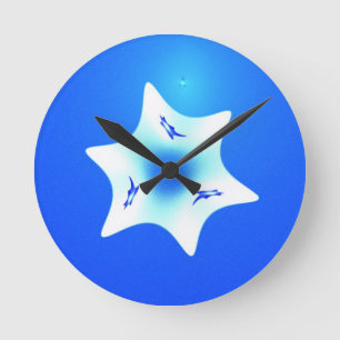 Magen Lavan (White Star) Round Clock