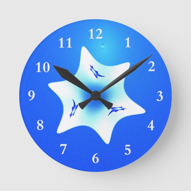 Magen Lavan (White Star) Round Clock (Front)