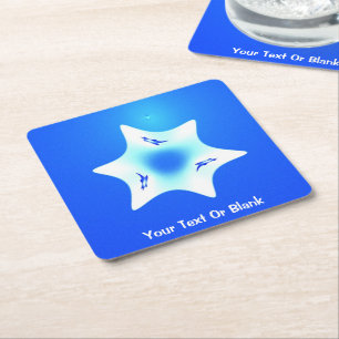 Magen Lavan (White Star) Square Paper Coaster