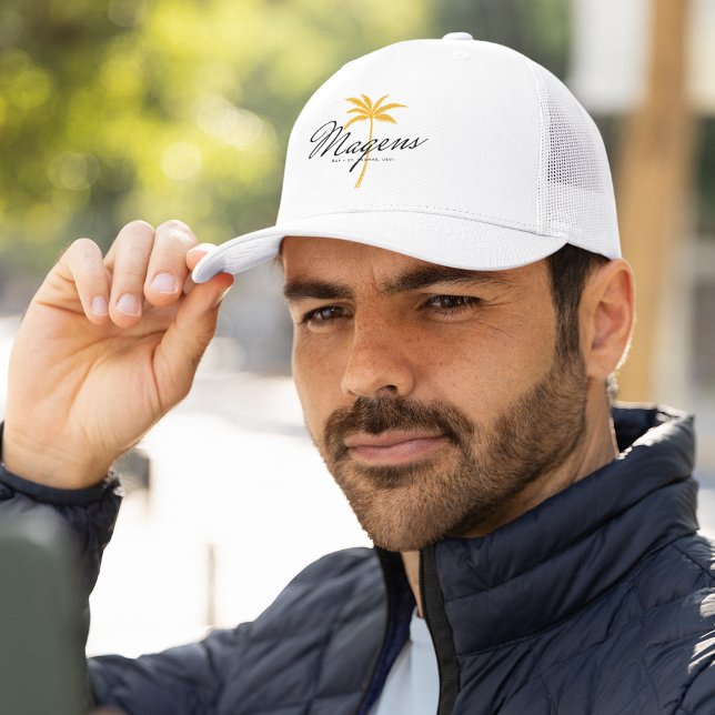 Magens Bay St Thomas USVI Minimal Palm Tree Trucker Hat (Creator Uploaded)