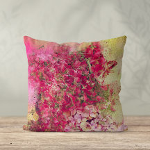Magenta Abstract Floral  Cushion
