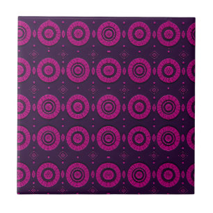 Magenta African Geometric Circle Pattern Decorativ Ceramic Tile