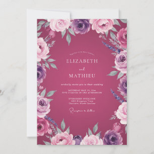 Magenta Amethyst Petal Wedding Invitation