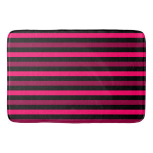Magenta and Black Stripes Bath Mat