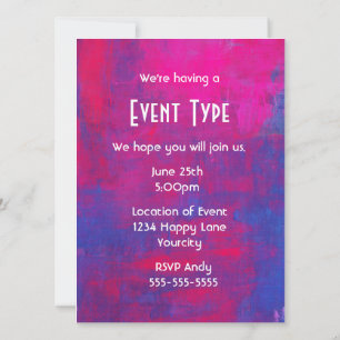 Magenta and Blue Abstract Painting Generic Party Invitation