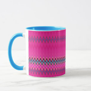 Magenta and Blue Zigzag Mug