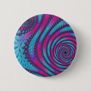 Magenta and Cyan Spiral 6 Cm Round Badge