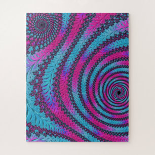 Magenta and Cyan Spiral Jigsaw Puzzle