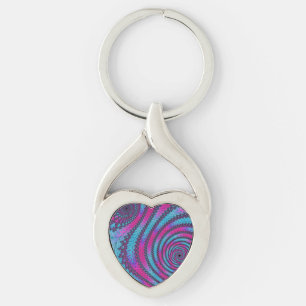 Magenta and Cyan Spiral Key Ring