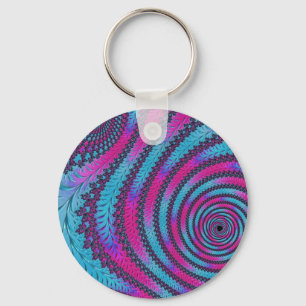 Magenta and Cyan Spiral Key Ring