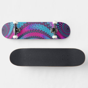 Magenta and Cyan Spiral Skateboard