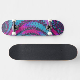 Magenta and Cyan Spiral Skateboard