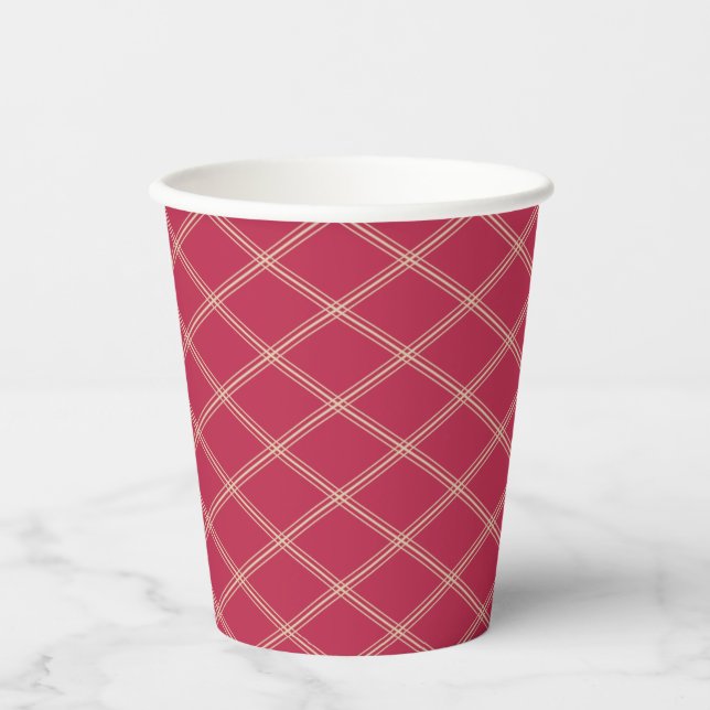 Magenta and Desert Sand Art Deco Elegance Paper Cups (Front)