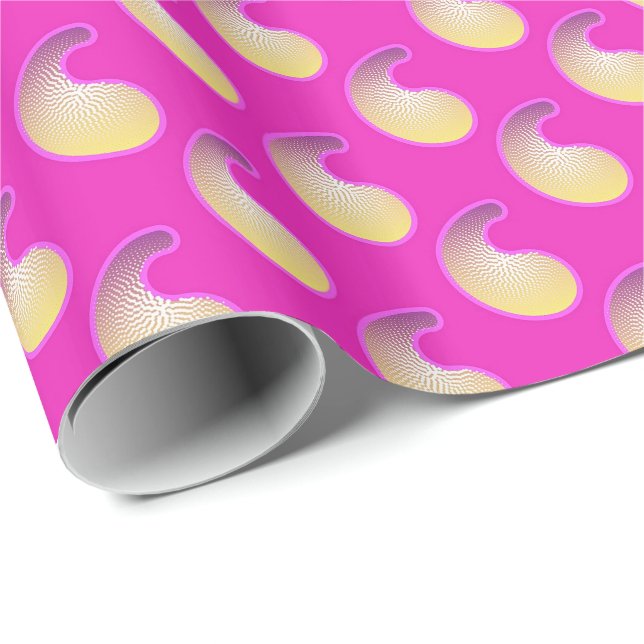Magenta and gold paisley pattern wrapping paper (Roll Corner)