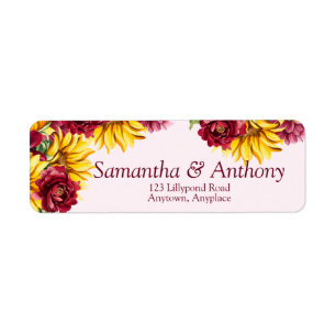 Magenta and Golden Yellow Wedding Return Address Label
