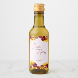 Magenta and Golden Yellow Wedding Wine Label