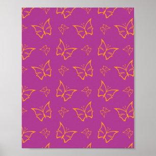 Magenta and Goldenrod Butterfly Nature Print