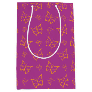 Magenta and Goldenrod Butterfly Nature Print Medium Gift Bag