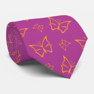 Magenta and Goldenrod Butterfly Nature Print Tie