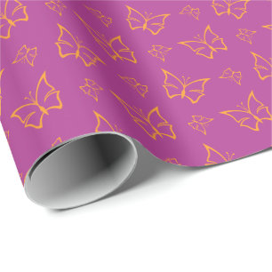 Magenta and Goldenrod Butterfly Nature Print Wrapping Paper